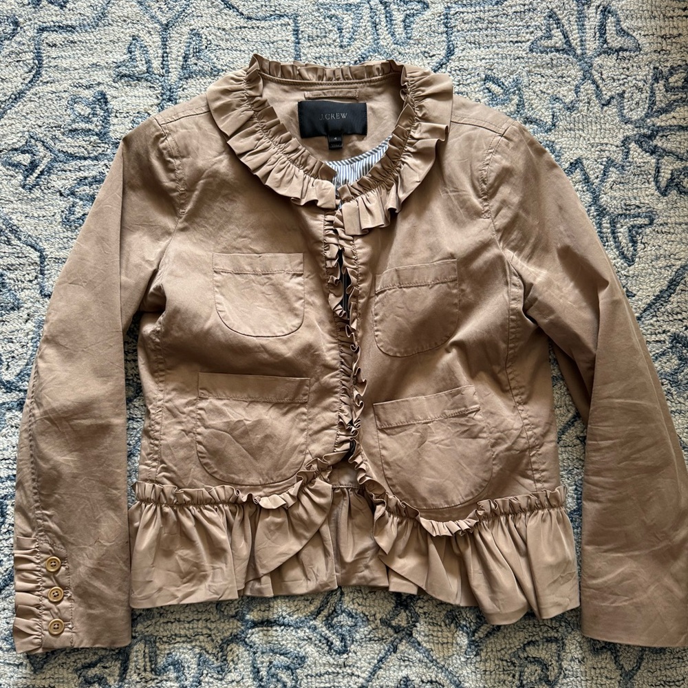 J.Crew cropped ruffled jacket size 4